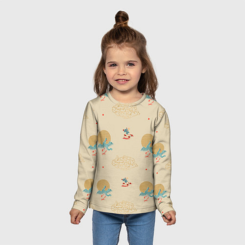 Детский лонгслив Китайский орнамент Феникс / 3D-принт – фото 5