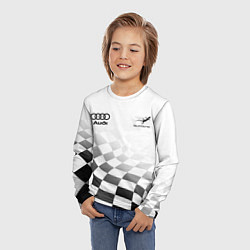 Лонгслив детский Audi Quattro, Ауди Кватро, Финишный флаг, цвет: 3D-принт — фото 2