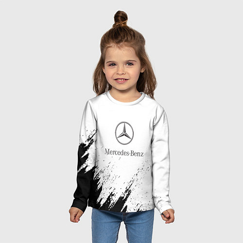 Детский лонгслив Mercedes-Benz - White texture / 3D-принт – фото 5