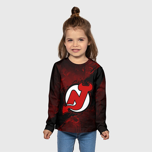 Детский лонгслив New Jersey Devils, Нью Джерси Девилз / 3D-принт – фото 5