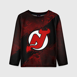 Лонгслив детский New Jersey Devils, Нью Джерси Девилз, цвет: 3D-принт