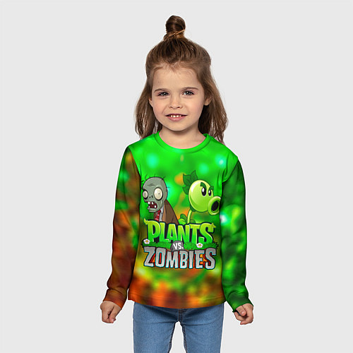 Детский лонгслив Plants vs Zombies горохострел и зомби / 3D-принт – фото 5