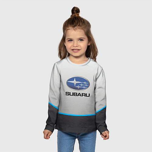 Детский лонгслив Subaru Неоновая полоса / 3D-принт – фото 5