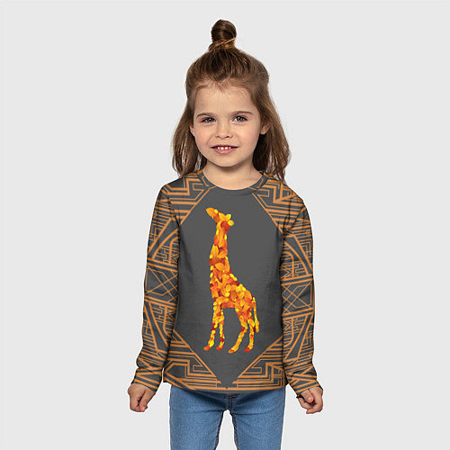 Детский лонгслив Жираф из листьев / 3D-принт – фото 5