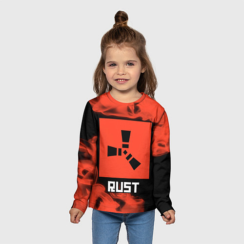 Детский лонгслив RUST - Красное Пламя / 3D-принт – фото 5