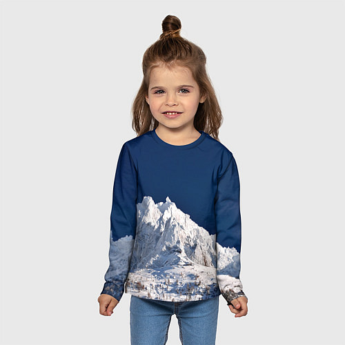 Детский лонгслив Снежные горы, синие небо / 3D-принт – фото 5