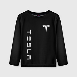 Детский лонгслив Tesla Тесла логотип и надпись