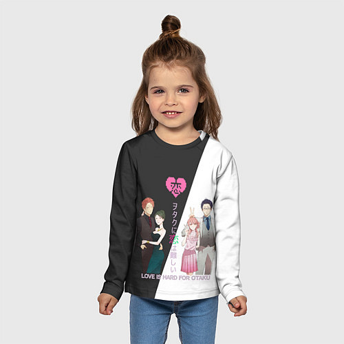 Детский лонгслив Так сложно любить отаку / 3D-принт – фото 5