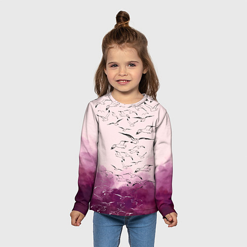 Детский лонгслив Птицы на небе / 3D-принт – фото 5