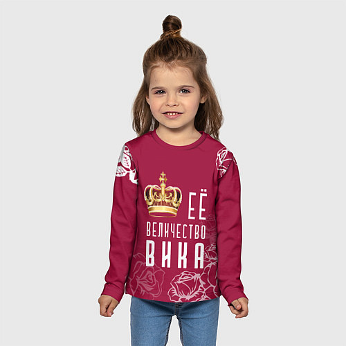 Детский лонгслив Её величество Прекрасная Виктория / 3D-принт – фото 5