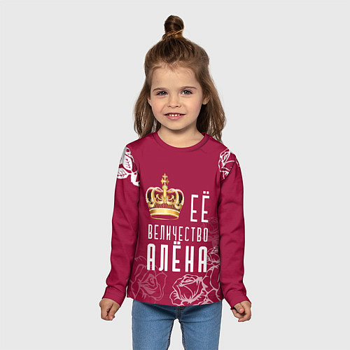 Детский лонгслив Её величество ПрекраснаяАлёна / 3D-принт – фото 5