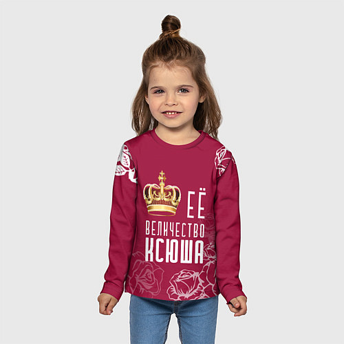 Детский лонгслив Её величество Прекрасная Ксения / 3D-принт – фото 5