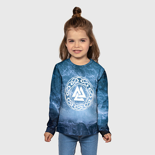 Детский лонгслив Валькнут символ Бога Одина 3D / 3D-принт – фото 5