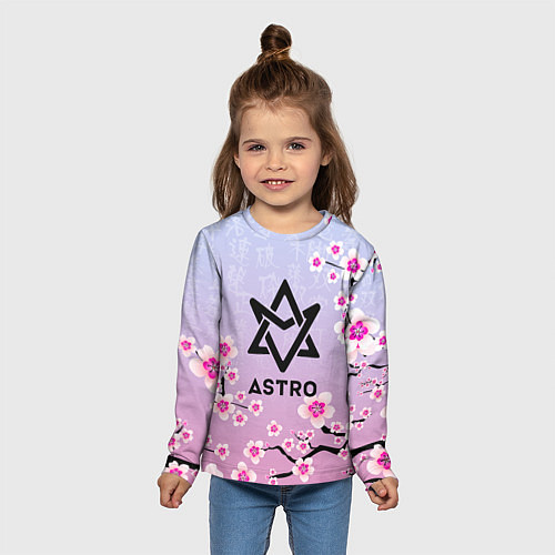 Детский лонгслив ASTRO ЦВЕТЫ САКУРЫ / 3D-принт – фото 5
