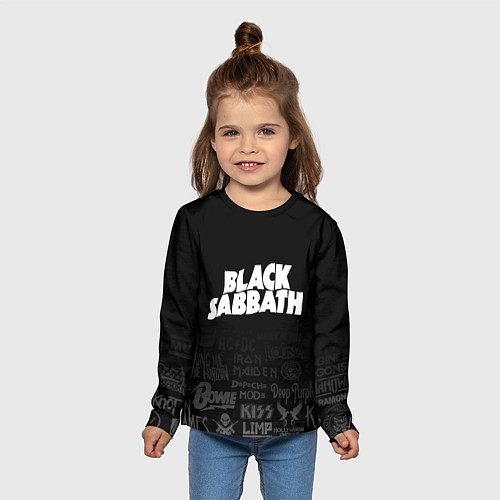 Детский лонгслив Black Sabbath логотипы рок групп / 3D-принт – фото 5