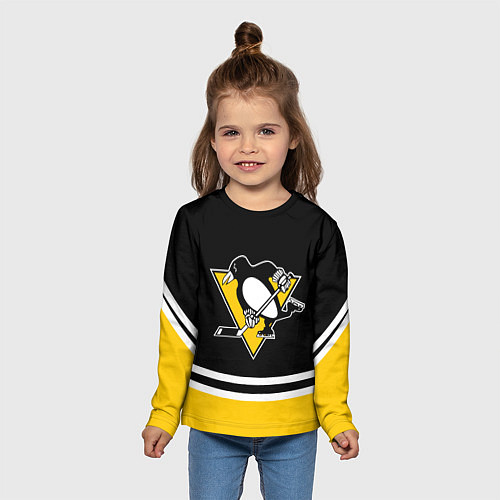 Детский лонгслив Pittsburgh Penguins Питтсбург Пингвинз / 3D-принт – фото 5