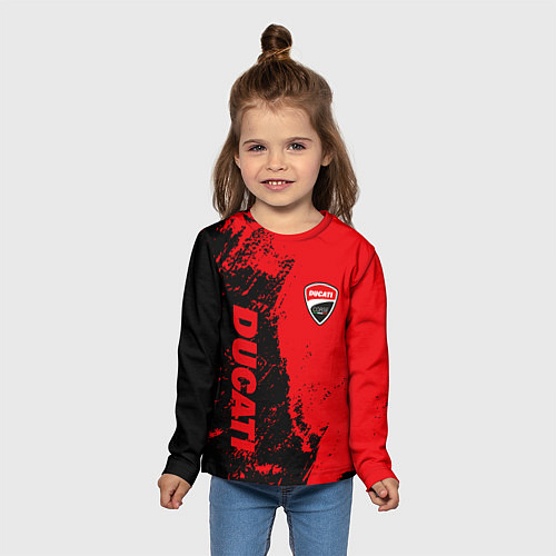 Детский лонгслив DUCATI КРАСНО ЧЕРНЫЙ / 3D-принт – фото 5