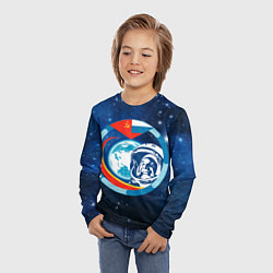 Лонгслив детский Первый Космонавт Юрий Гагарин 3D 3, цвет: 3D-принт — фото 2