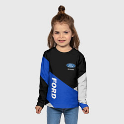 Лонгслив детский FORD ФОРД ЧЕРНЫЙ СИНИЙ БЕЛЫЙ, цвет: 3D-принт — фото 2