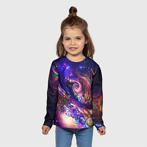 Детский лонгслив Neon space pattern 3022 / 3D-принт – фото 5