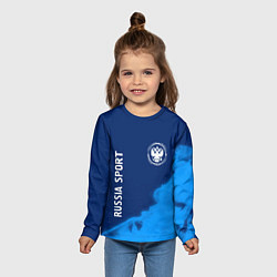 Лонгслив детский РОССИЯ - ГЕРБ Russia Sport Пламя, цвет: 3D-принт — фото 2