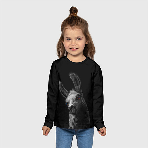 Детский лонгслив Портрет милой ламы / 3D-принт – фото 5