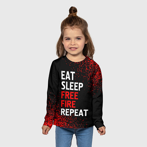 Детский лонгслив Eat Sleep Free Fire Repeat Арт / 3D-принт – фото 5