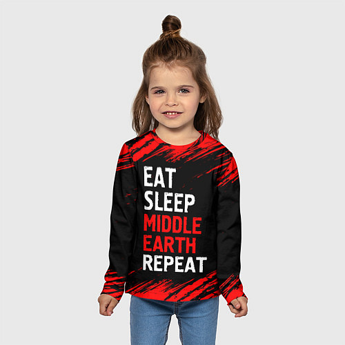 Детский лонгслив Eat Sleep Middle Earth Repeat Краски / 3D-принт – фото 5
