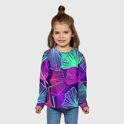 Детский лонгслив Neon color pattern Fashion 2023 / 3D-принт – фото 5