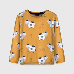 Лонгслив детский Веселые коровки с ведрами молока, цвет: 3D-принт