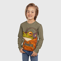 Лонгслив детский Лягуха в наушниках, цвет: 3D-принт — фото 2