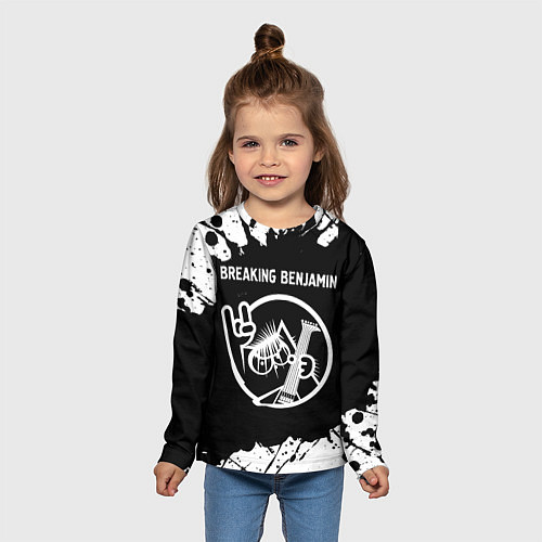 Детский лонгслив Breaking Benjamin КОТ Брызги / 3D-принт – фото 5