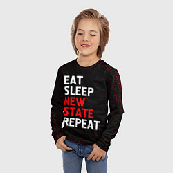 Лонгслив детский Eat Sleep New State Repeat - Потертости, цвет: 3D-принт — фото 2