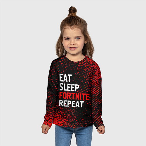 Детский лонгслив Eat Sleep Fortnite Repeat Арт / 3D-принт – фото 5