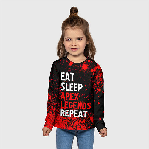 Детский лонгслив Eat Sleep Apex Legends Repeat Краска / 3D-принт – фото 5