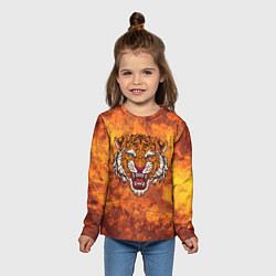 Лонгслив детский Пустынный тигр, цвет: 3D-принт — фото 2