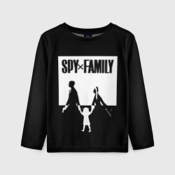Лонгслив детский Spy x Family: Семья шпиона черно-белая, цвет: 3D-принт