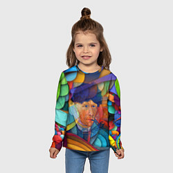 Лонгслив детский Ван Гог Автопортрет с отрезанным ухом на красочном, цвет: 3D-принт — фото 2