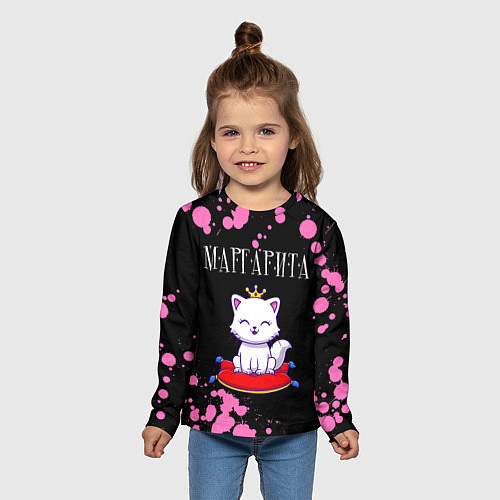 Детский лонгслив Маргарита КОШКА Брызги / 3D-принт – фото 5