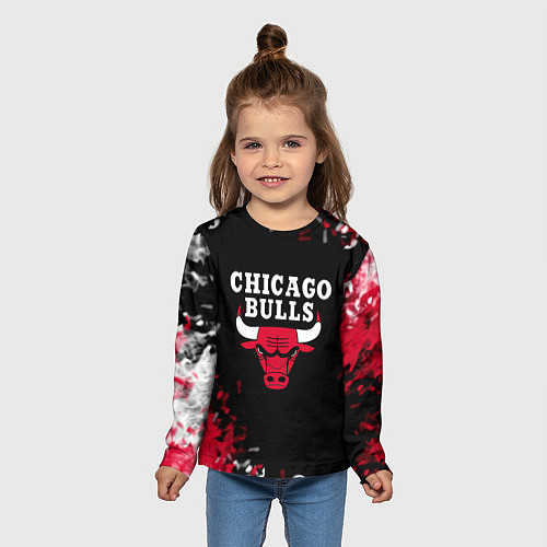 Детский лонгслив Чикаго Буллз Chicago Bulls Огонь / 3D-принт – фото 5