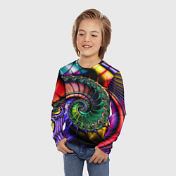 Лонгслив детский Красочная фрактальная спираль Colorful fractal spi, цвет: 3D-принт — фото 2