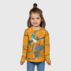 Лонгслив детский Лягушка в модной куртке, цвет: 3D-принт — фото 2