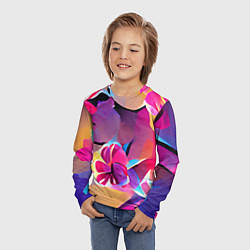 Лонгслив детский Тропические краски Цветы, цвет: 3D-принт — фото 2