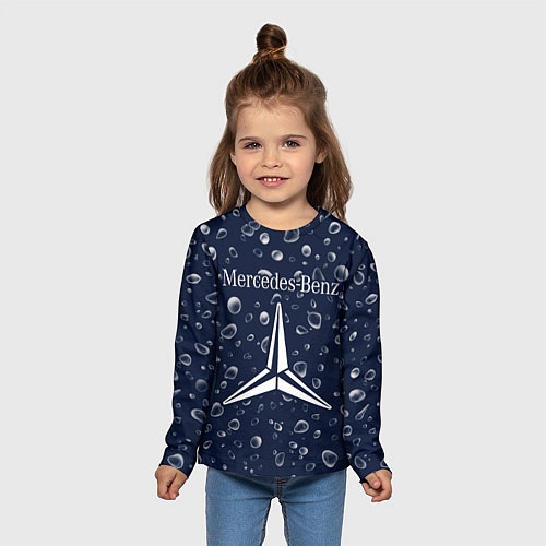 Детский лонгслив МЕРСЕДЕС - ЗВЕЗДА Дождь / 3D-принт – фото 5