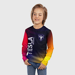 Лонгслив детский ТЕСЛА Tesla Autosport Звезды, цвет: 3D-принт — фото 2