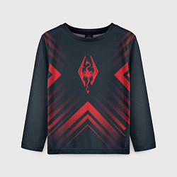 Лонгслив детский Красный Символ Skyrim на темном фоне со стрелками, цвет: 3D-принт