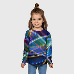 Лонгслив детский Разноцветные неоновые линии Абстракция Multicolore, цвет: 3D-принт — фото 2