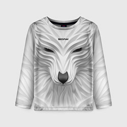 Лонгслив детский Волк белый - с надписью, цвет: 3D-принт