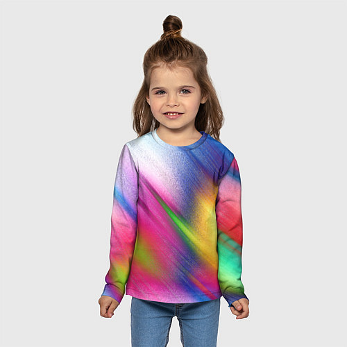 Детский лонгслив Абстрактный разноцветный текстурированный фон / 3D-принт – фото 5