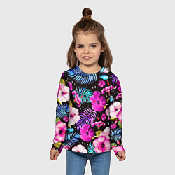 Лонгслив детский Floral pattern Summer night Fashion trend, цвет: 3D-принт — фото 2